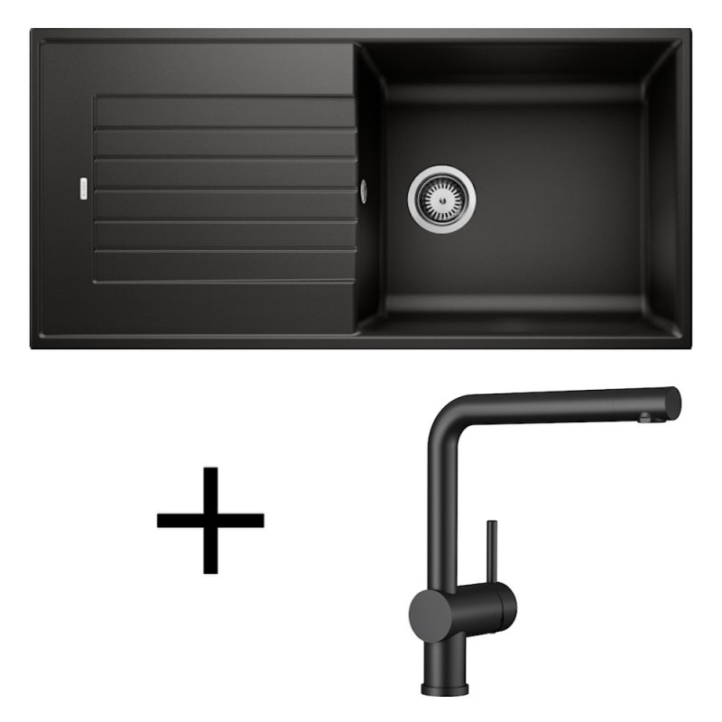 Blanco set Zia XL 6 S + Linus čierna matná hliníková metalíza +