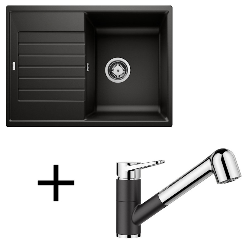 Blanco set Zia 45 S Compact + Wega II-S silgranit/chróm hliníková metalíza +