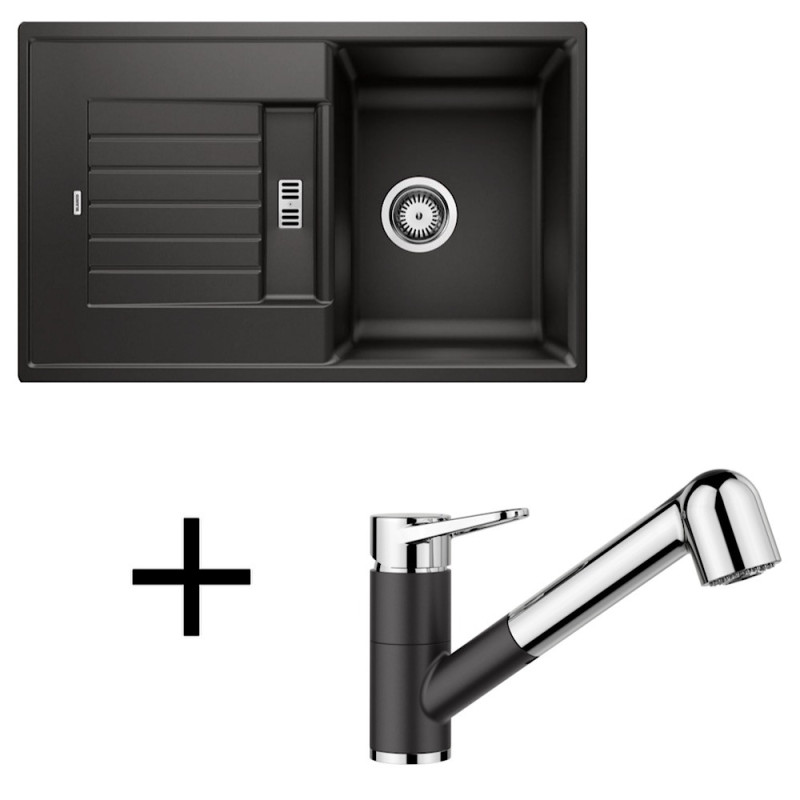 E-shop Blanco set Zia 45 S + Wega II-S silgranit/chróm hliníková metalíza