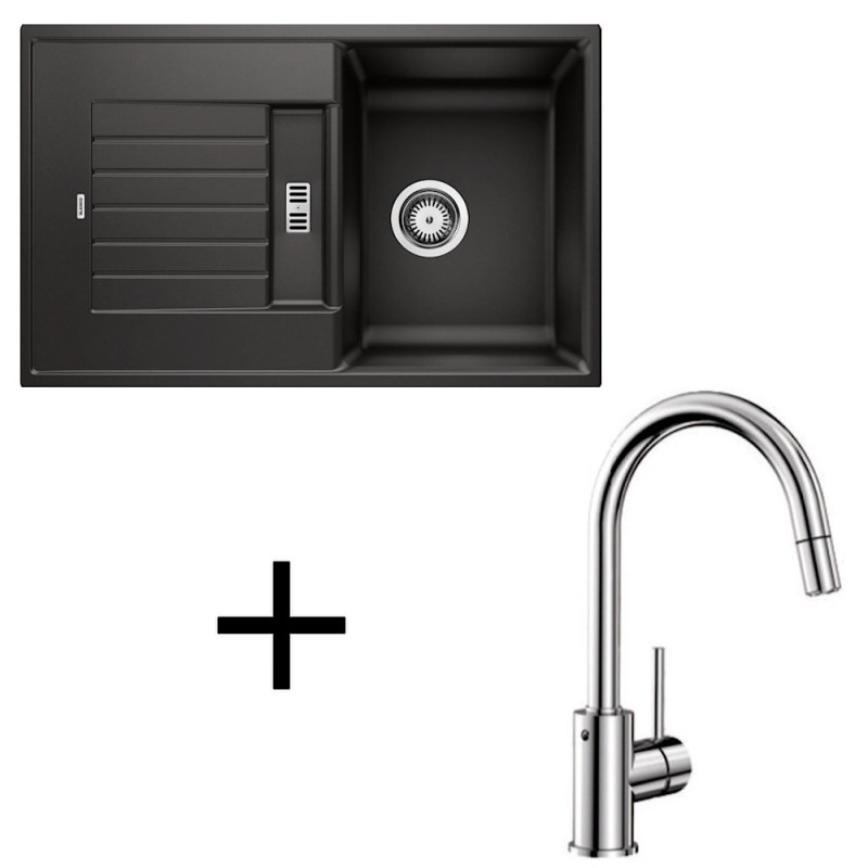 Blanco set Zia 45 S + Mida-S chrom hliníková metalíza +