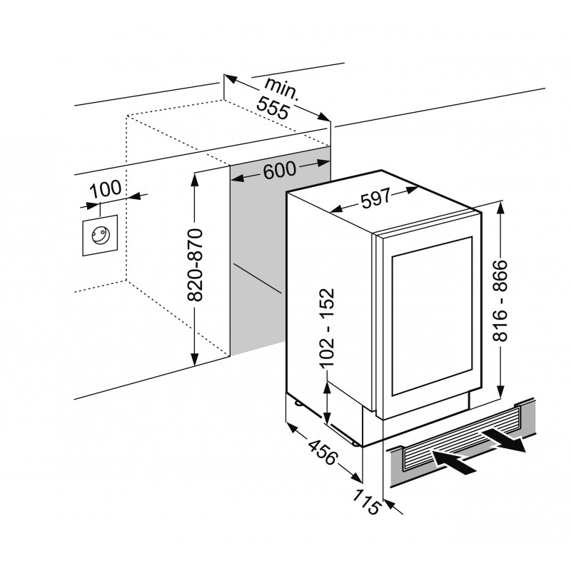 Винный шкаф схема встраивания