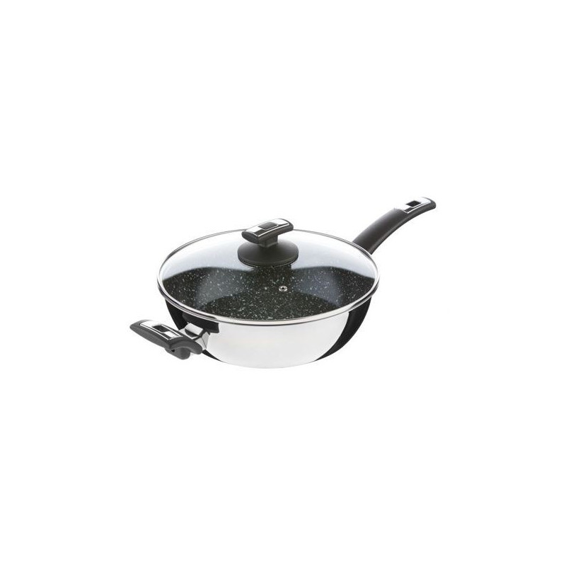 Kolimax Nerezová panvica so sklenenou pokrievkou, s rukoväťou a úchytom, priemer 26cm, objem 3.5l, vysoká 8 cm, keramický povrch