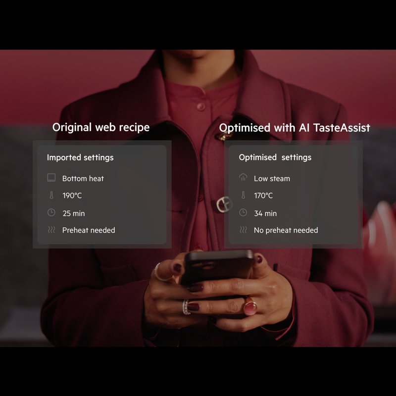 AEG NBP9S831AT Nechajte AI vylepšiť vaše recepty pomocou pary (Táto funkcia je aktívna len vtedy, keď je rúra nastavená v angličtine)