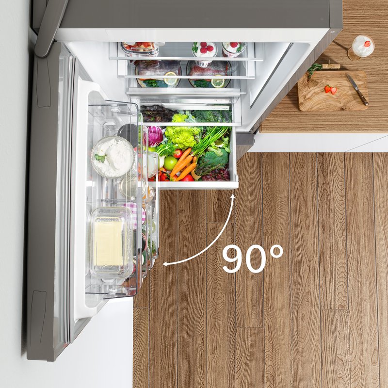 Bosch KGN362LAF — Perfect Fit: umiestnite spotrebič priamo k stene alebo do výklenku.