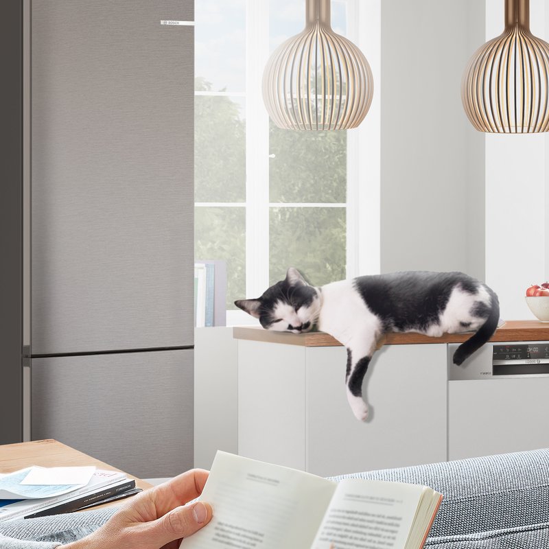 Bosch KGN39VXAU — Trieda hlučnosti A (≤ 29 dB): vychutnajte si doma tichú a relaxačnú atmosféru.