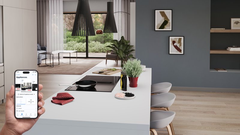 Bosch PVS631HC1E — Asistent Frying Sensor: vyhľadá a nastaví správnu teplotu priamo cez aplikácie receptov alebo hlasového asistenta Alexa.