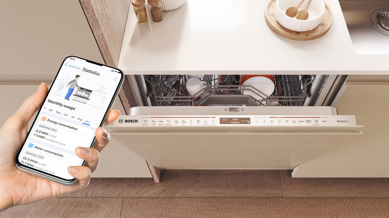 Bosch SMV2ITX09E — Štatistiky: získajte dlhodobý prehľad o spotrebe a rozvíjajte návyky k vyššej udržateľnosti.