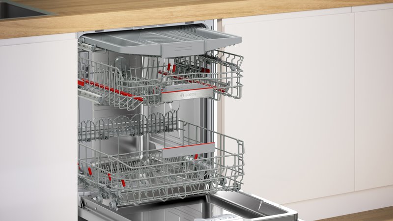 Bosch SMV6ZCX25E — Koše Max Flex: flexibilné a bezpečné ukladanie riadu, navyše s výnimočne hladkým výsuvom.