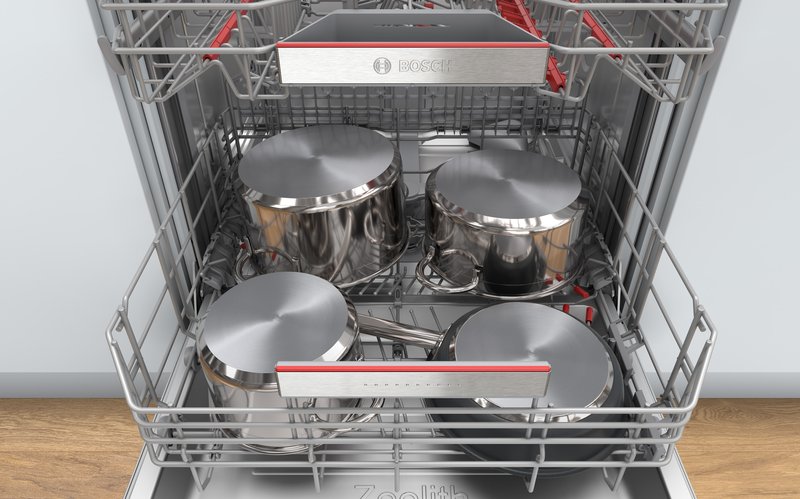 Bosch SPV4HKX12E — Intensive Zone: najlepšie výsledky umývania hrncov a panvíc vďaka vyššej teplote a tlaku ostrekovania.