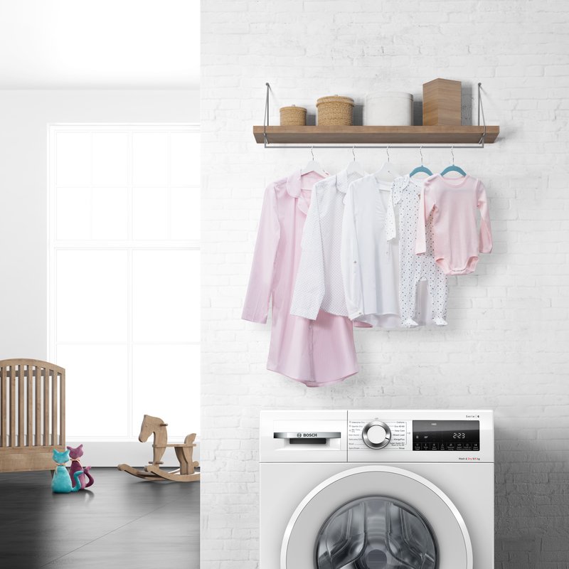 Bosch WNG24401BY — Hygiene Care: program prania so šetrným predpraním pre jemnú bielizeň.