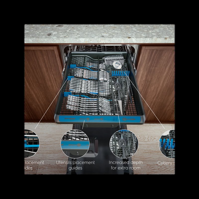Electrolux EEG63500L Všetok príbor a náčinie umyté naraz v zásuvke MaxiFlex