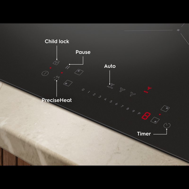 Electrolux KCC83410CT Správnu úroveň výkonu nastavíte pomocou dotykového posuvného ovládača