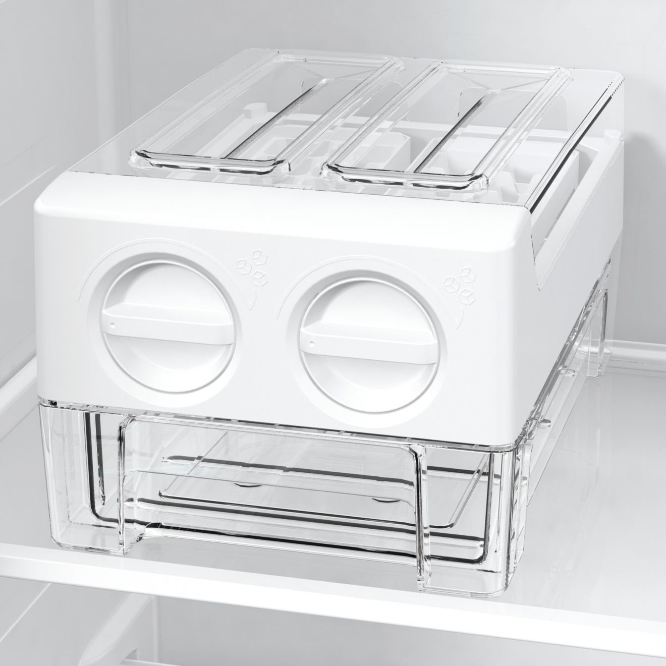 Simplifies ice dispensing and organizes your freezer.