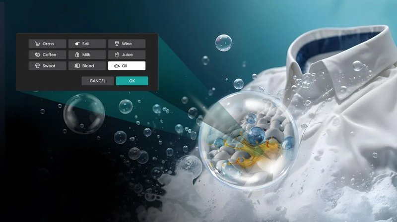 Hisense WD5I8043BWF — Odstraňovanie škvŕn